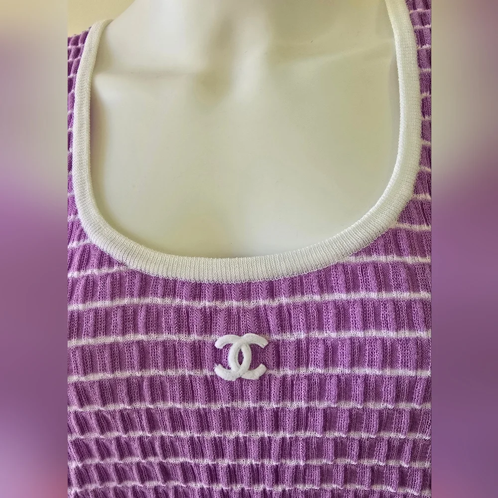 Chanel Knit Striped Tank Top - Picture 2 of 10